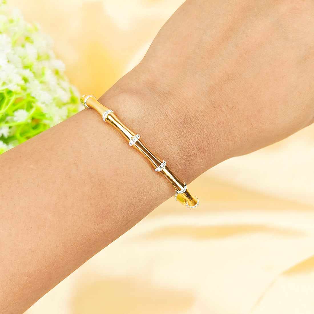 Bamboo Crystal Gold Bracelet
