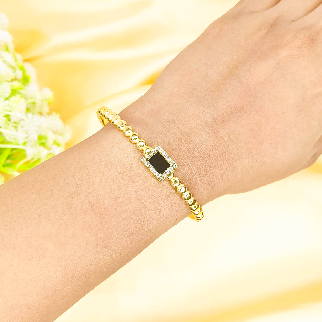 Noir Crystal Beaded Bracelet