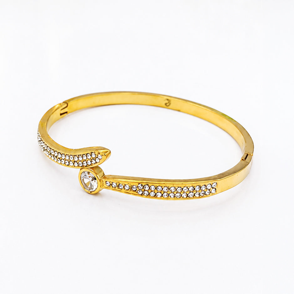 Crystal Curve Open Cuff Bracelet