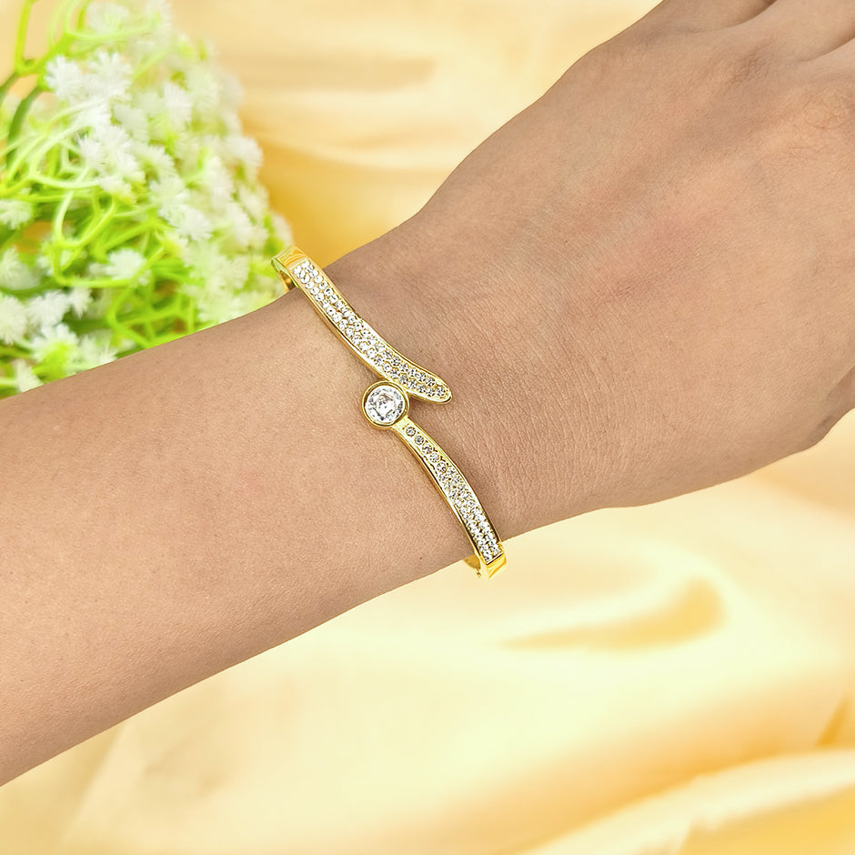Crystal Curve Open Cuff Bracelet