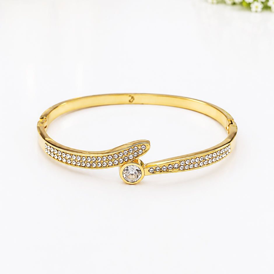 Crystal Curve Open Cuff Bracelet