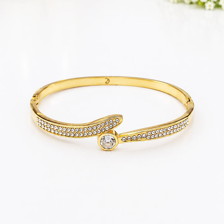 Crystal Curve Open Cuff Bracelet