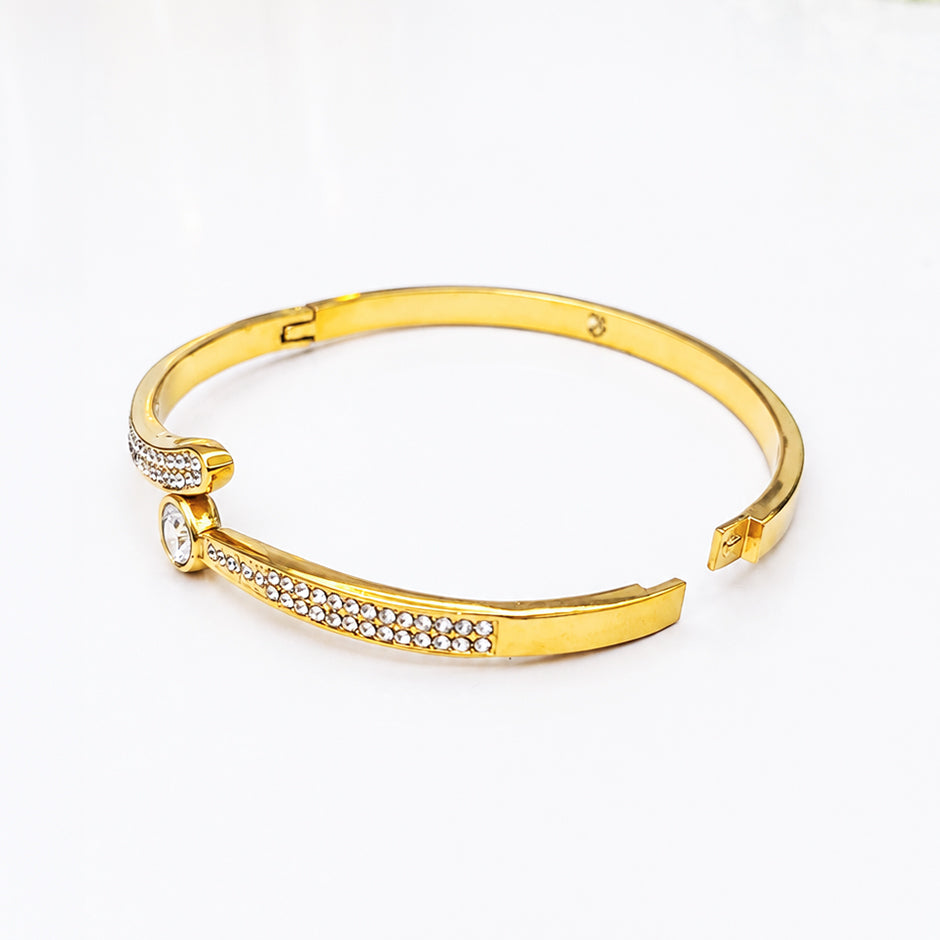 Crystal Curve Open Cuff Bracelet