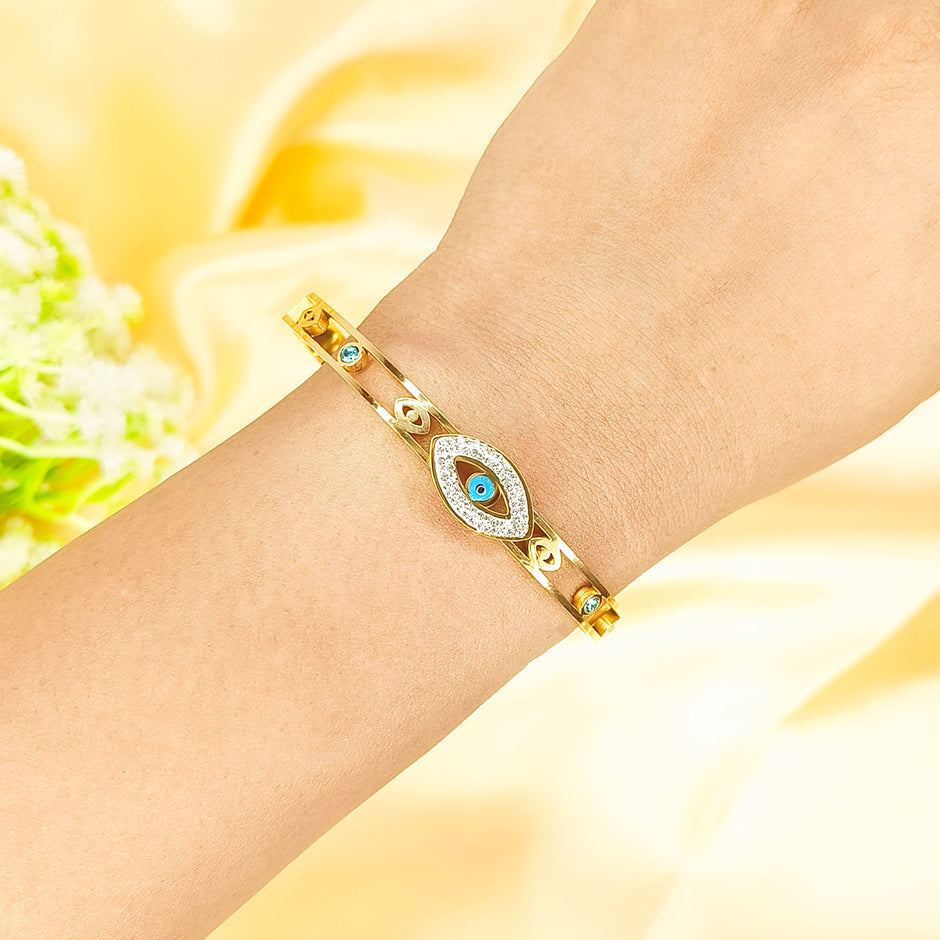 Blue Evil Eye Gold Bracelet