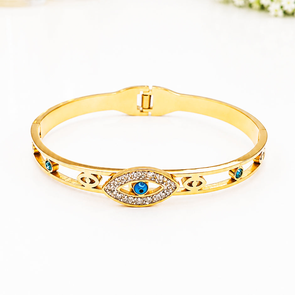 Blue Evil Eye Gold Bracelet