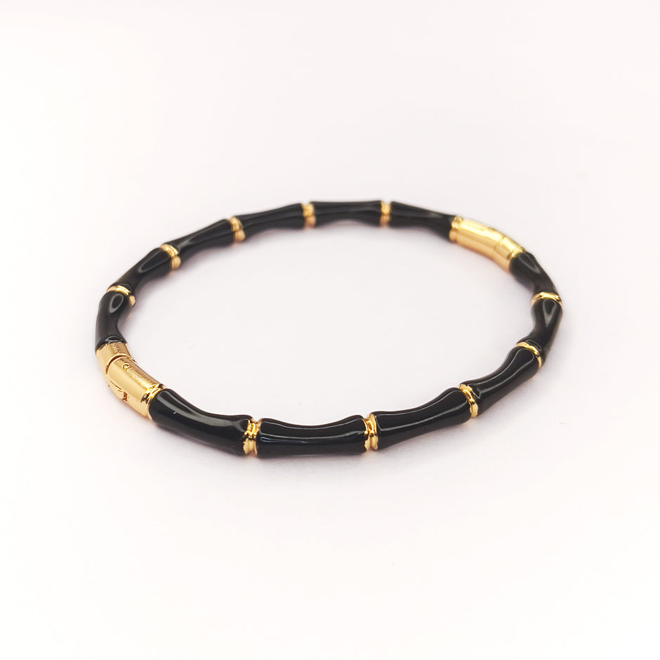 Black Bamboo Gold Bracelet