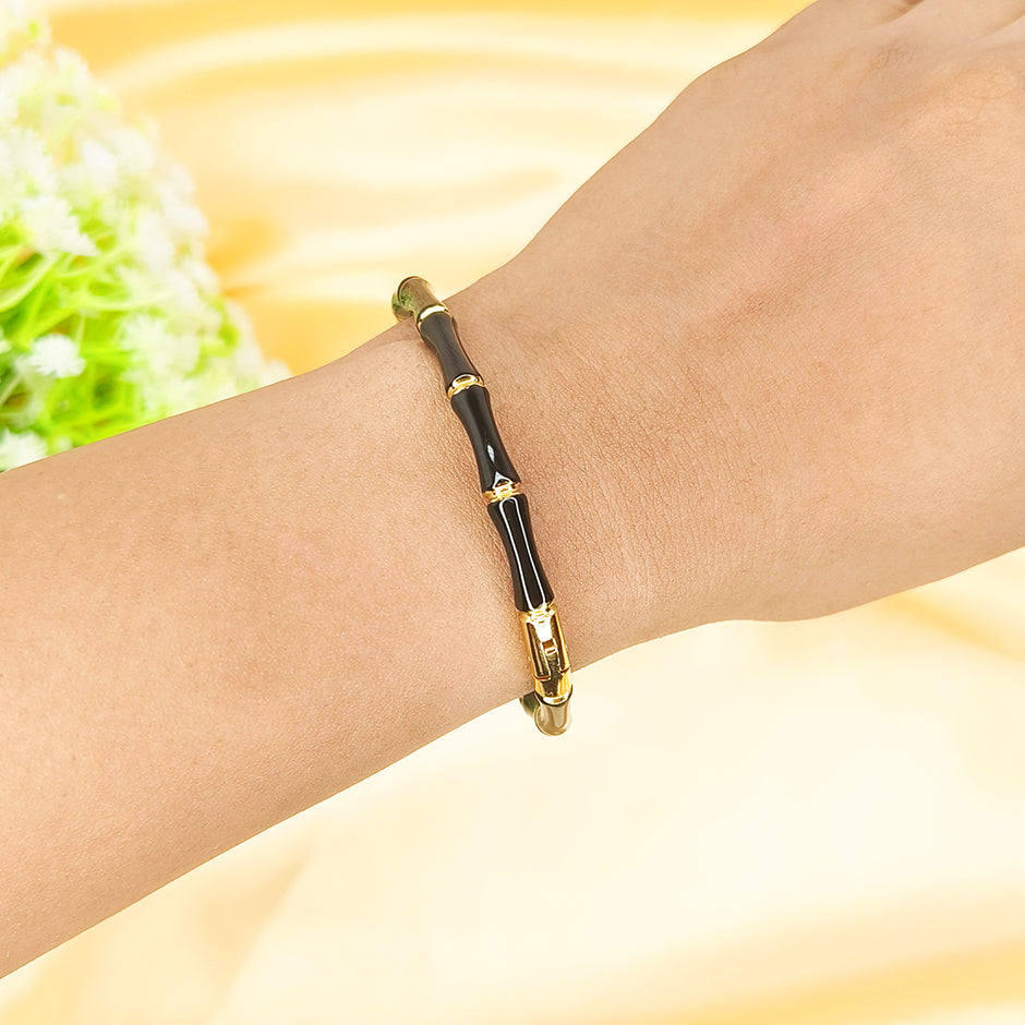 Black Bamboo Gold Bracelet