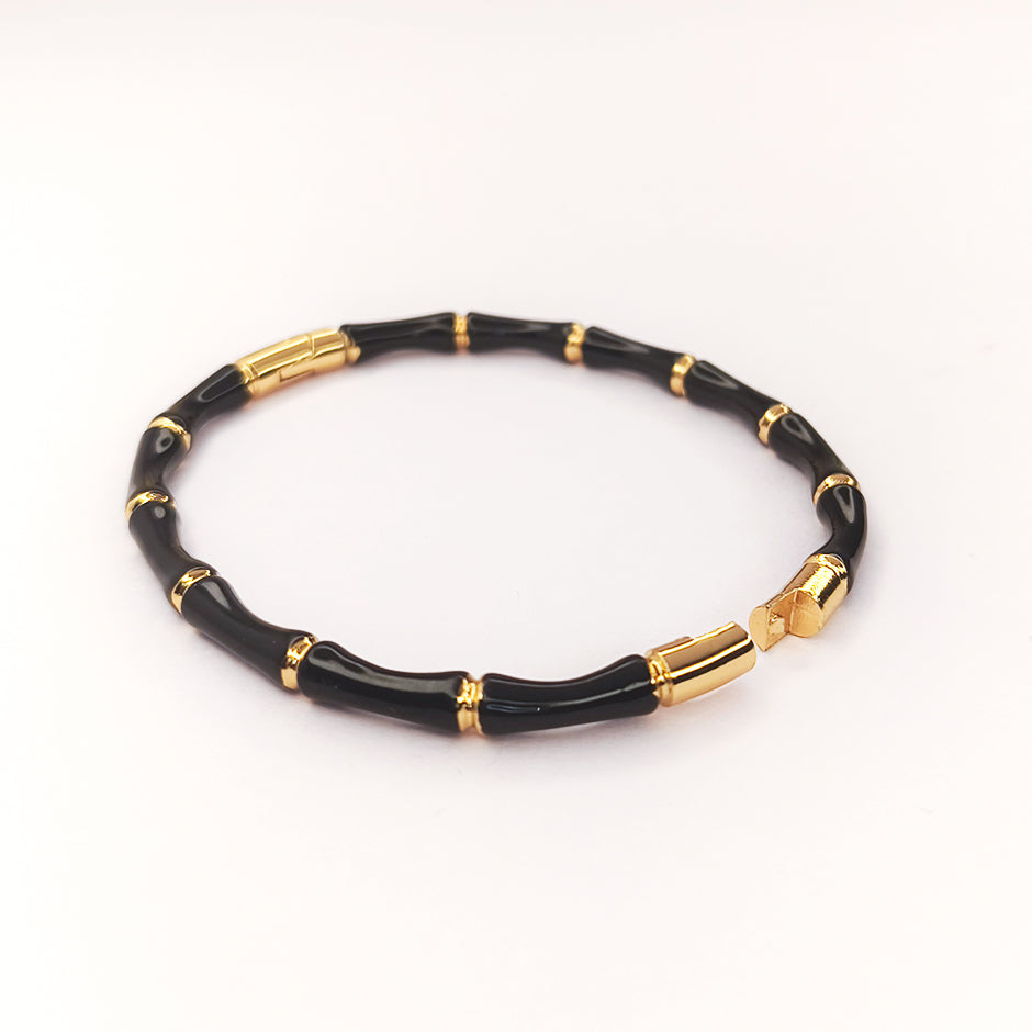 Black Bamboo Gold Bracelet