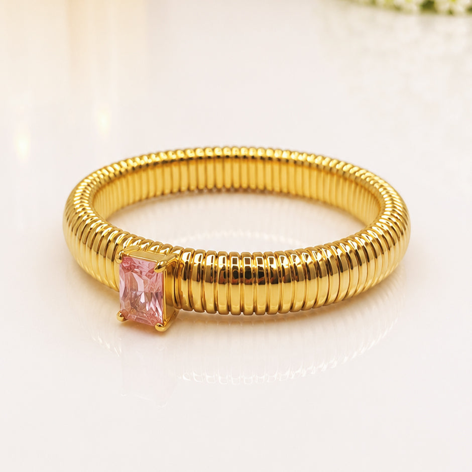 Pink Crystal Coil Bracelet