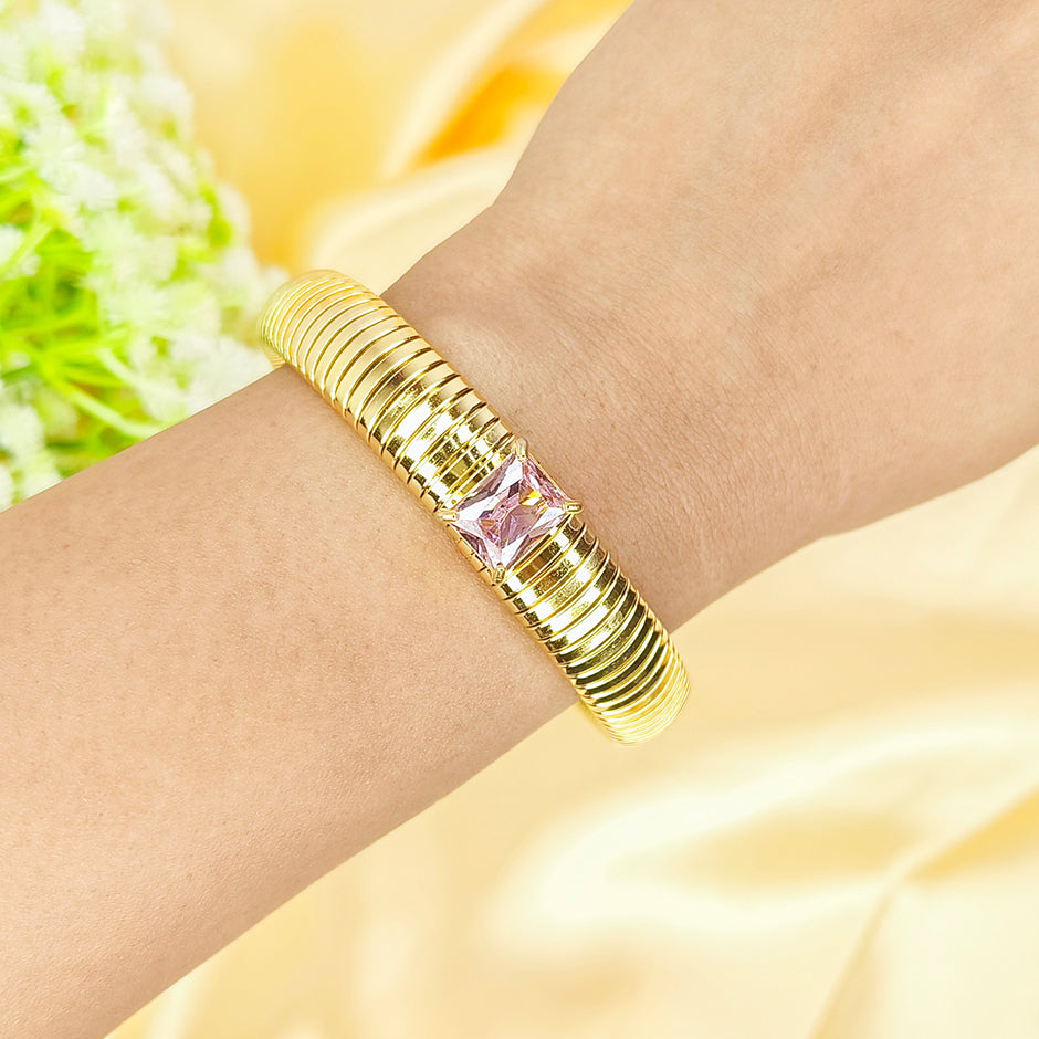 Pink Crystal Coil Bracelet