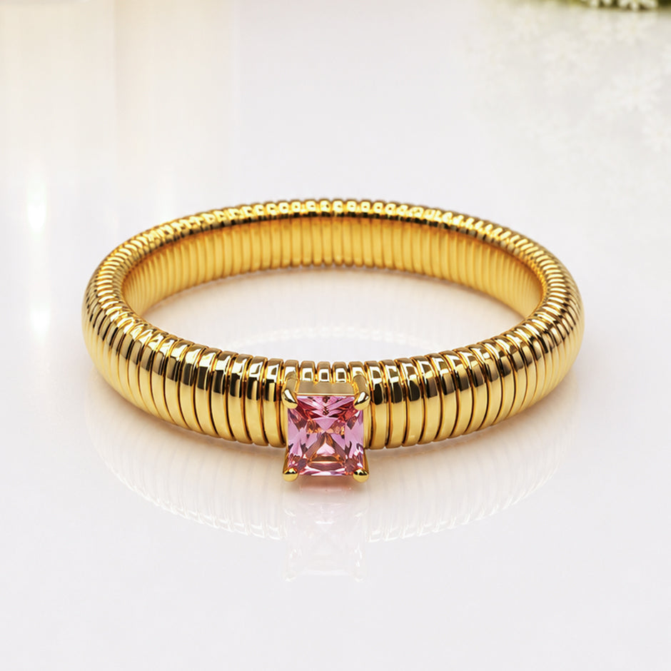 Pink Crystal Coil Bracelet