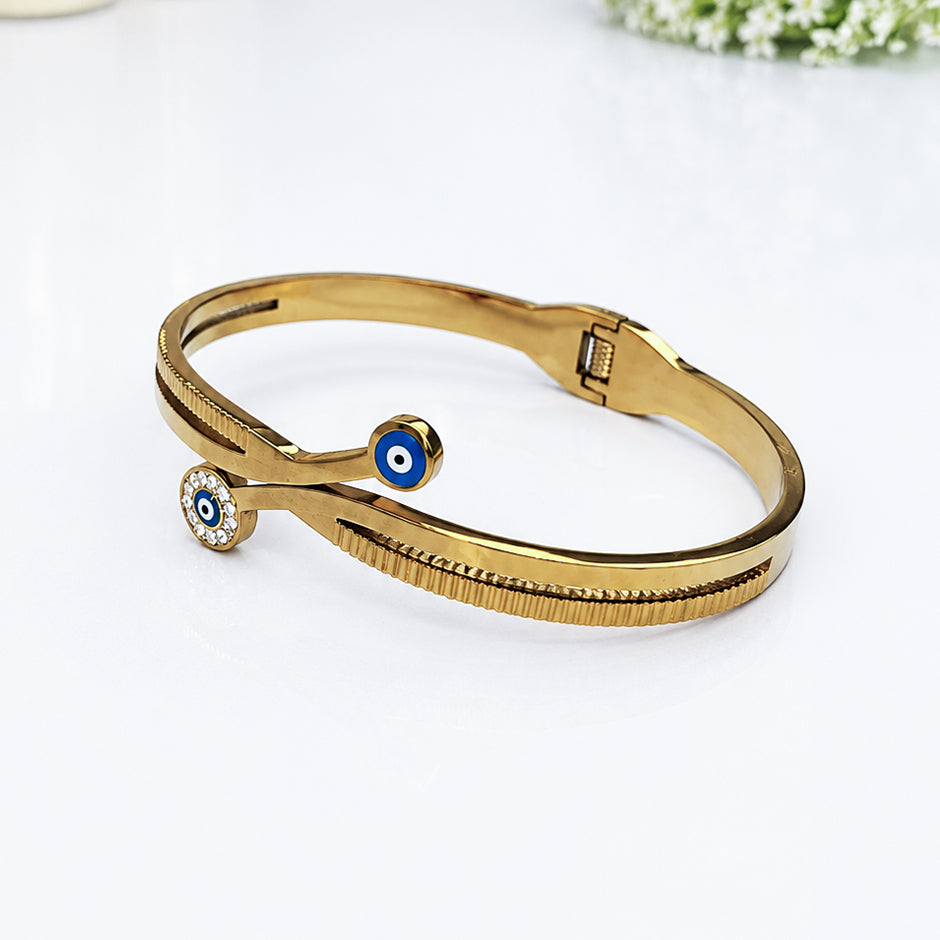 Blue Evil Eye Crossover Bracelet