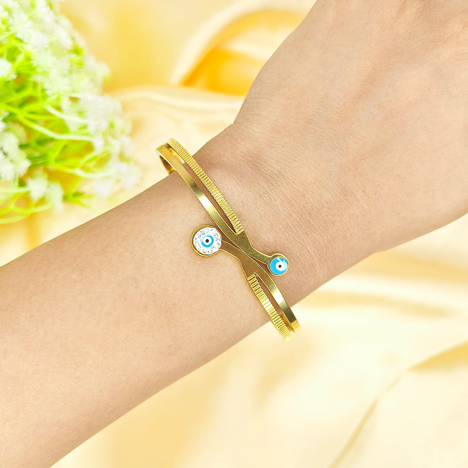 Blue Evil Eye Crossover Bracelet