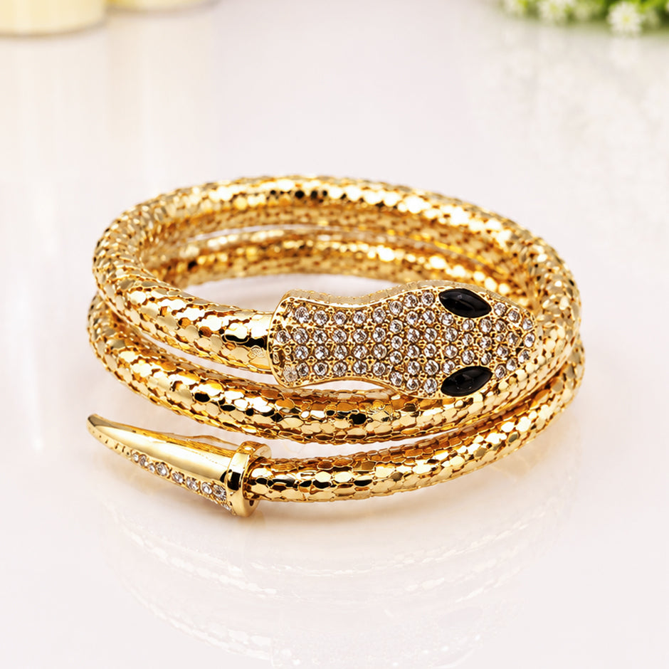 Golden Serpent Crystal Bracelet