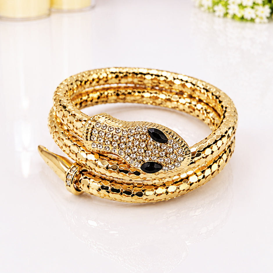 Golden Serpent Crystal Bracelet