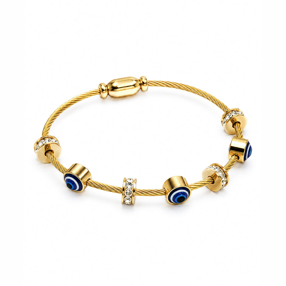 Blue Evil Eye Beaded Bracelet