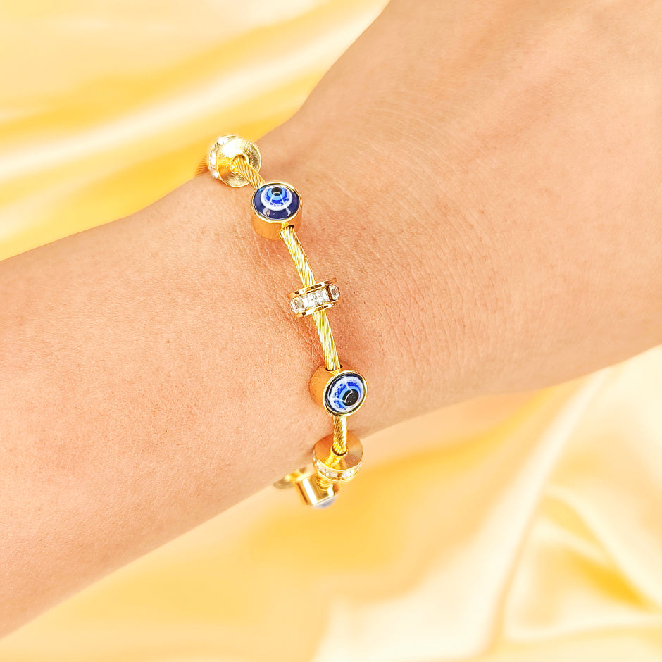 Blue Evil Eye Beaded Bracelet
