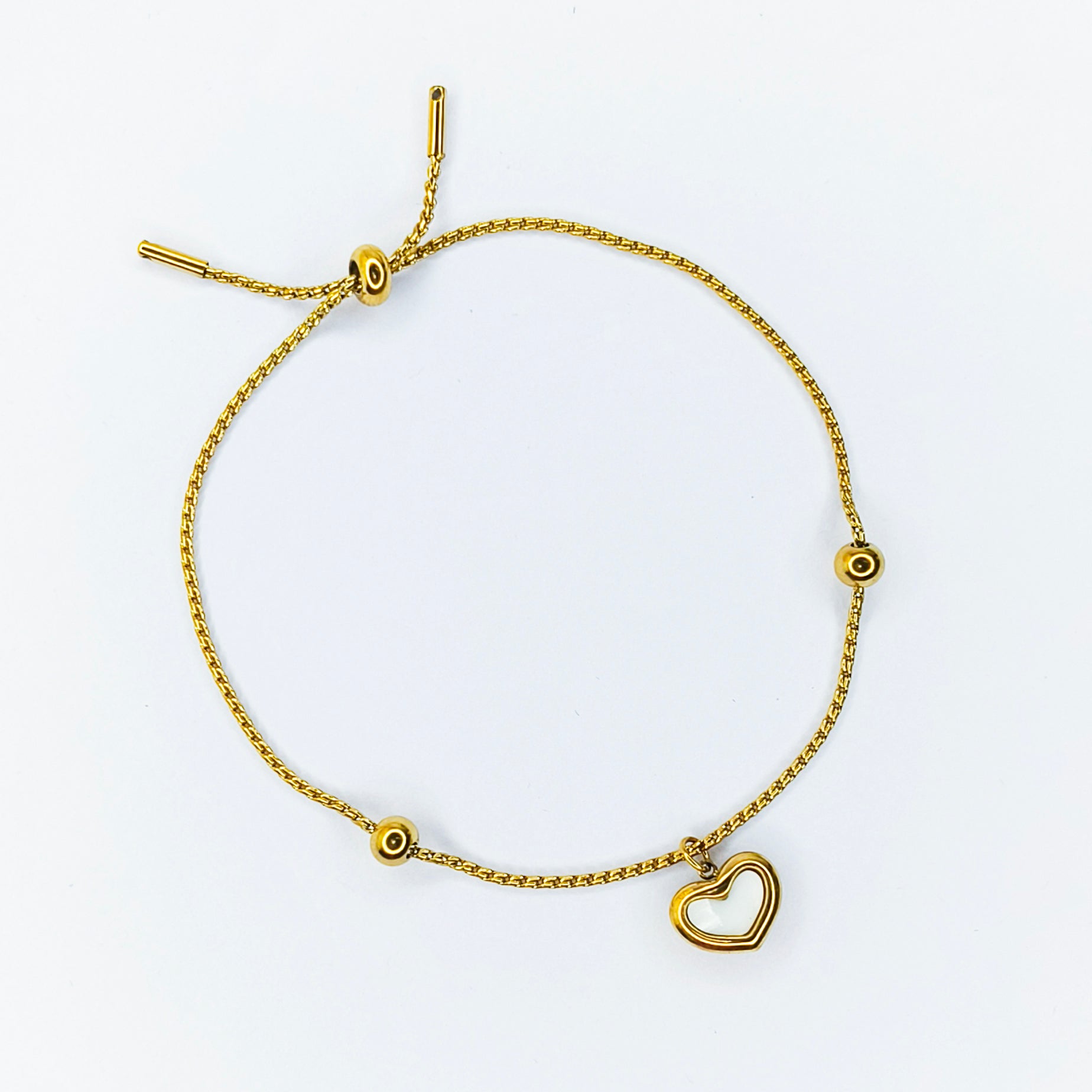 Golden Heart Charm Chain Bracelet