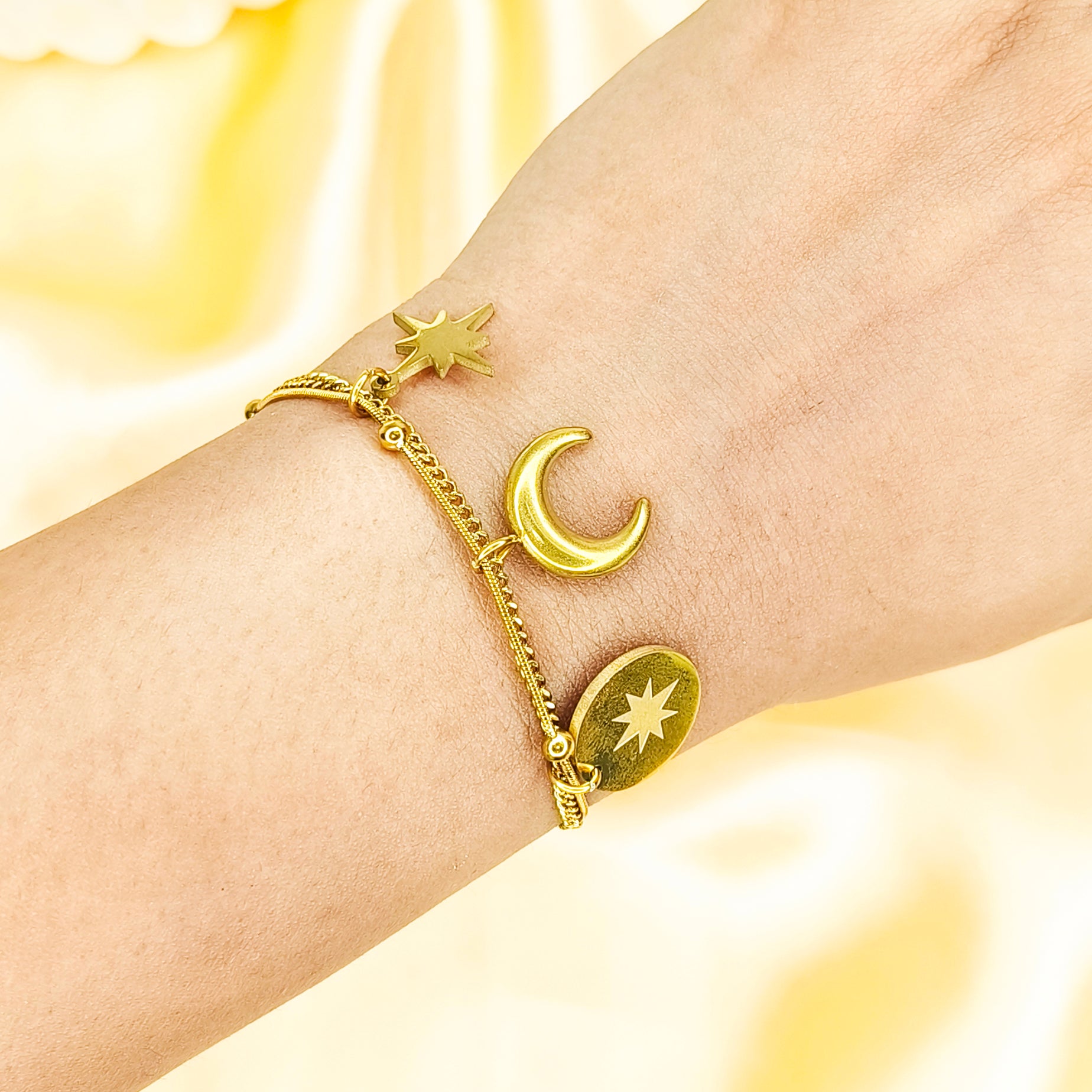 Golden Celestial Layered Chain Bracelet