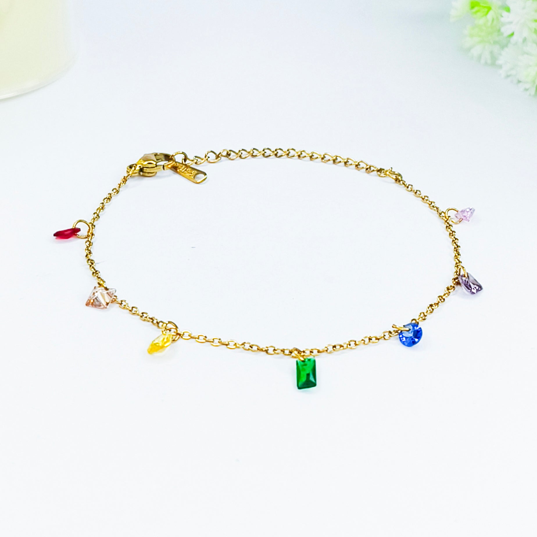 Rainbow Charm Chain Bracelet