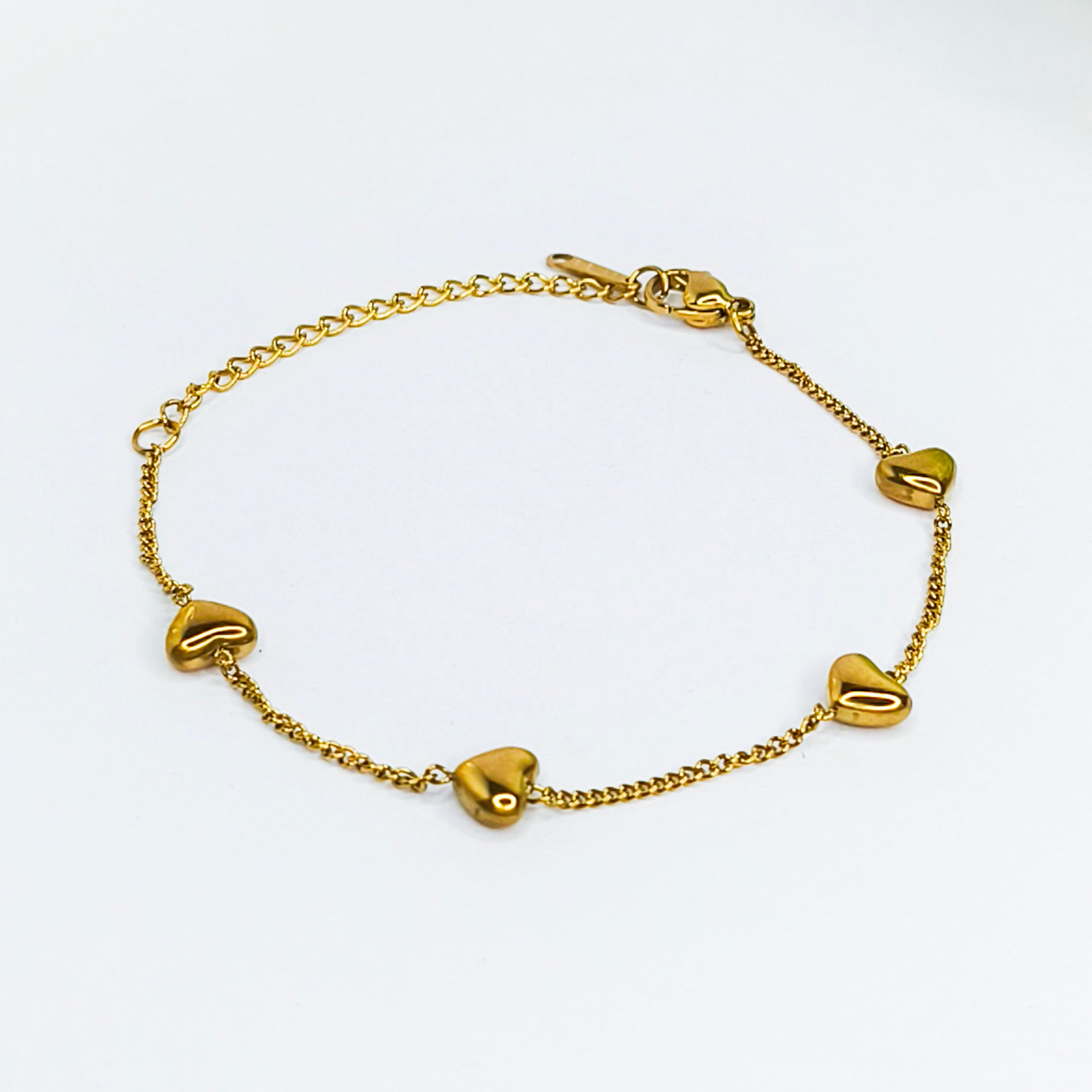 Golden Heart Charm Chain Bracelet
