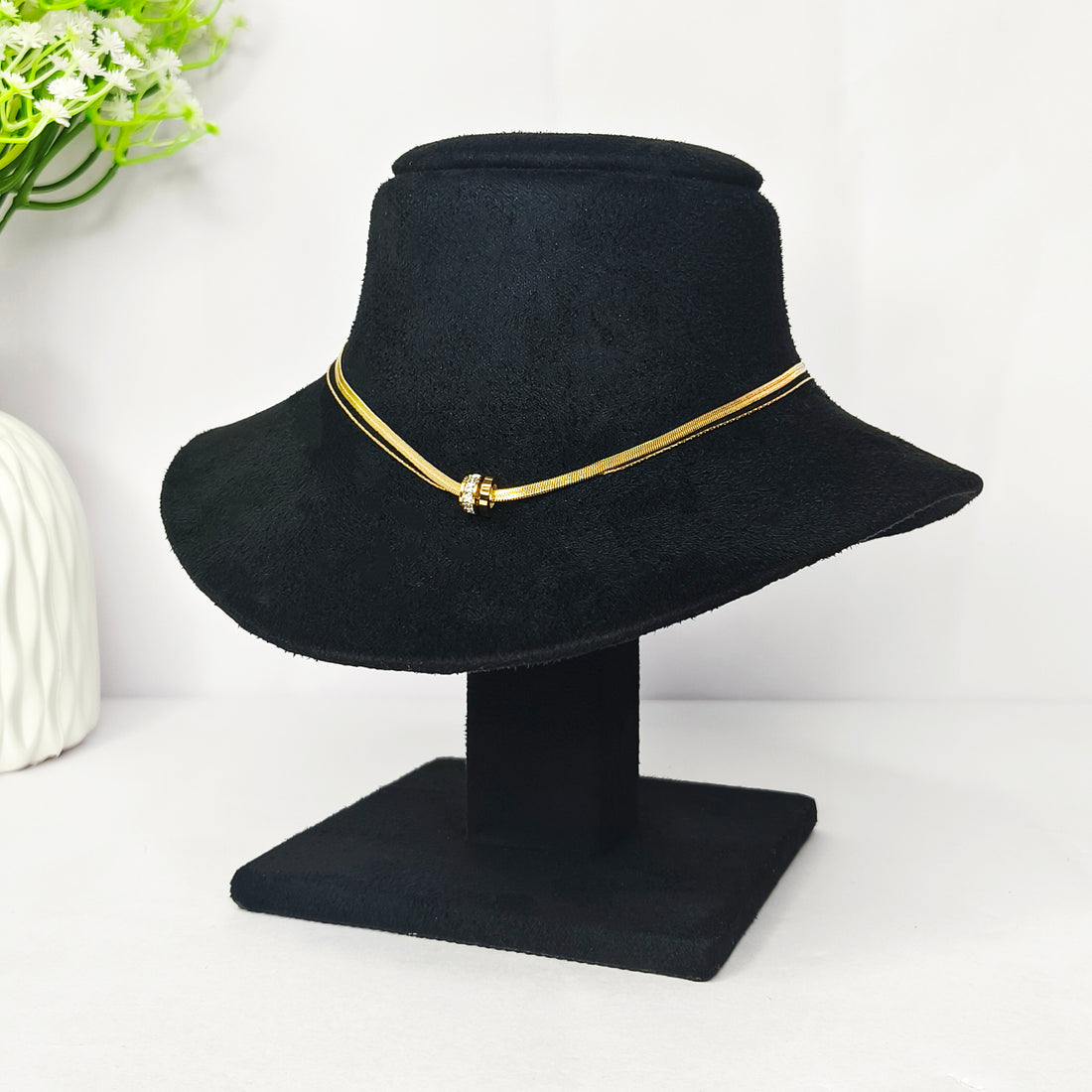 Crystal Interlocking Ring Double Layer Necklace