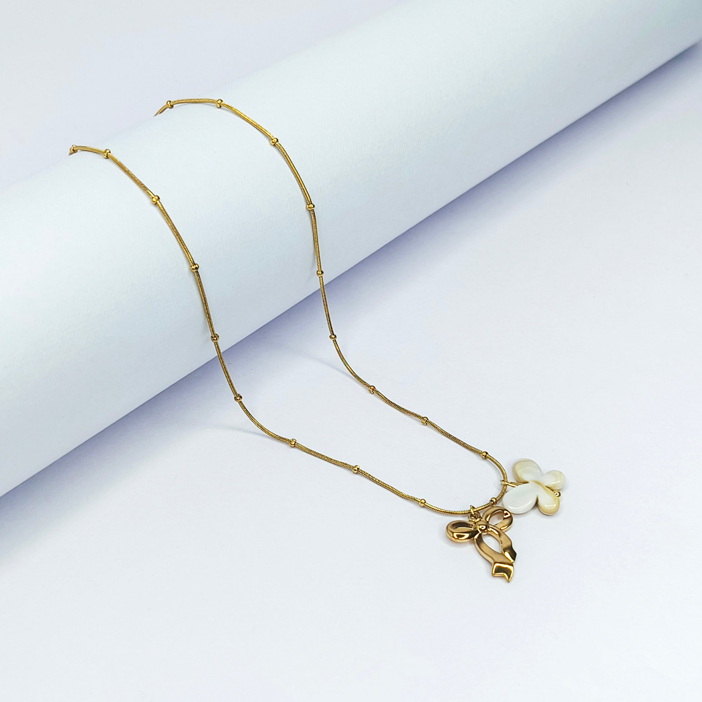 Coquette Bow & Butterfly Charm Necklace