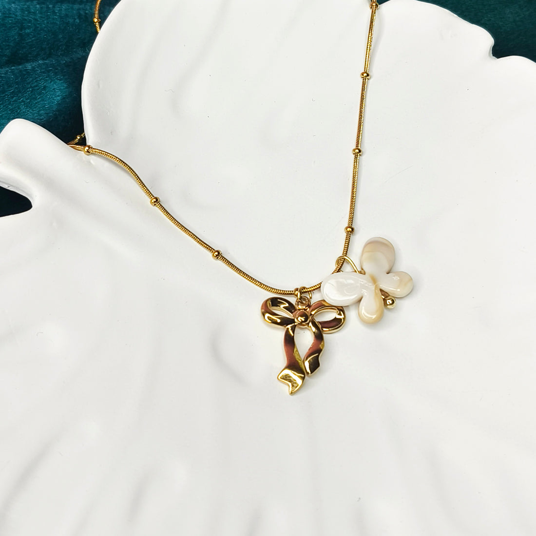Coquette Bow & Butterfly Charm Necklace