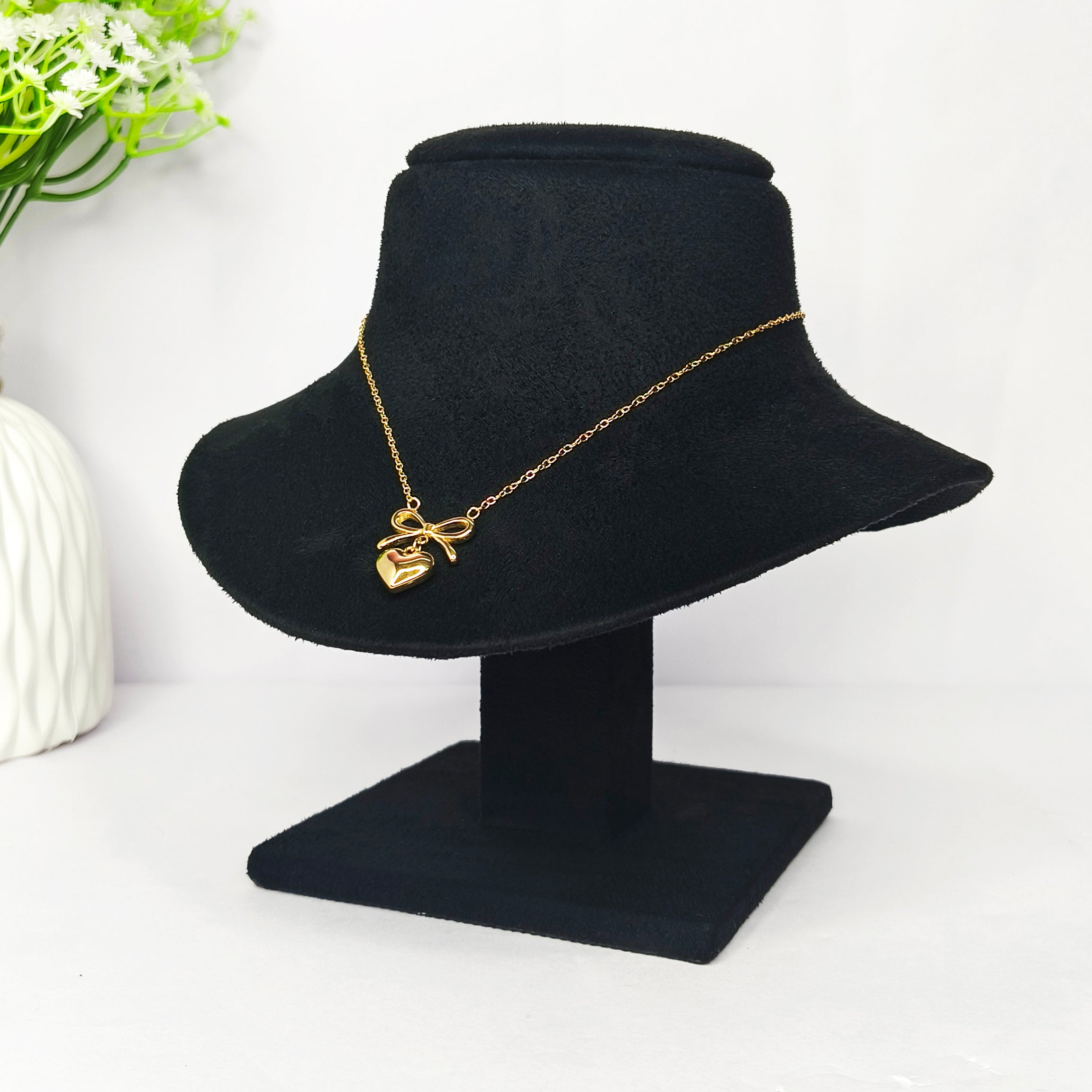 Golden Bow Heart Necklace