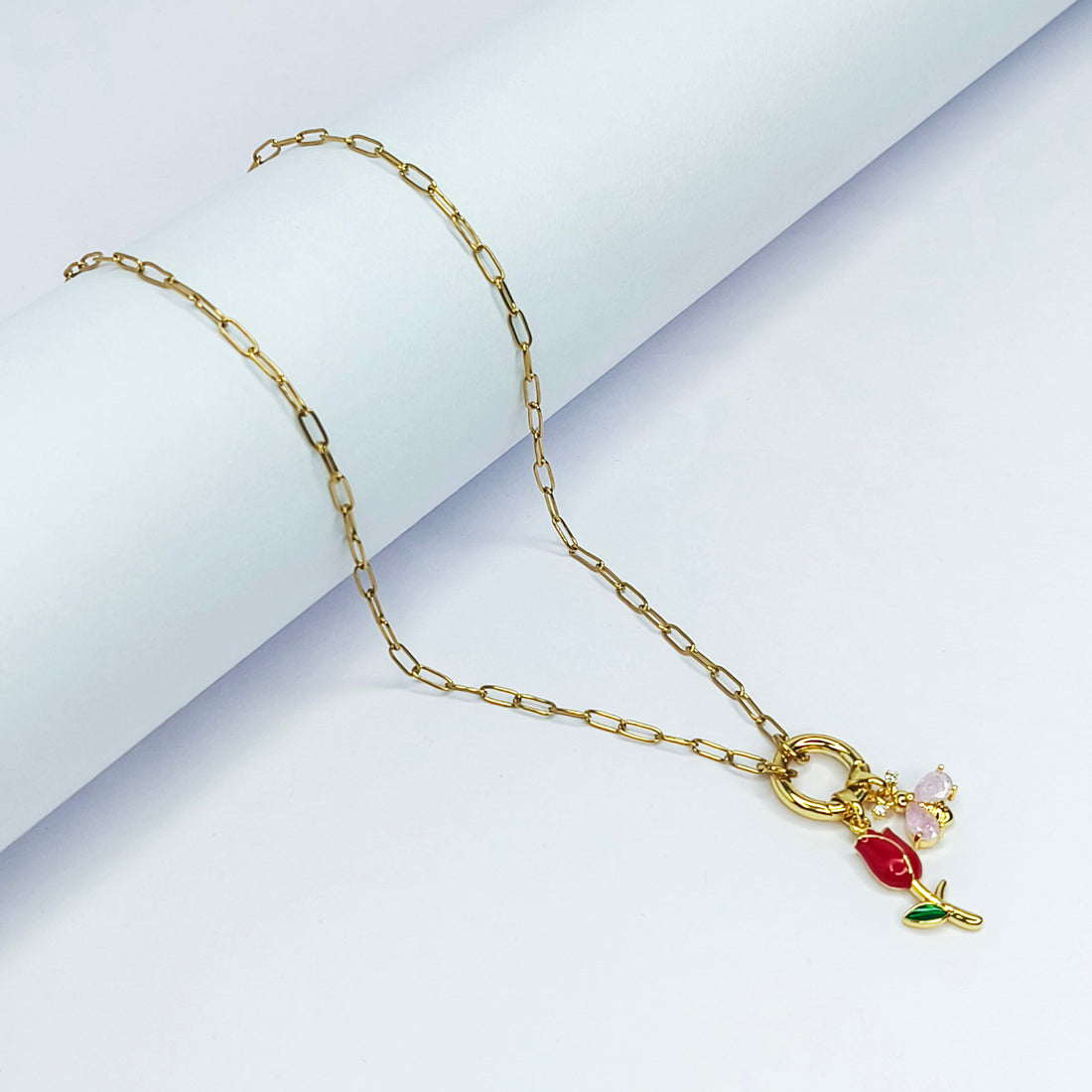 Rosy Tulip Bloom Necklace