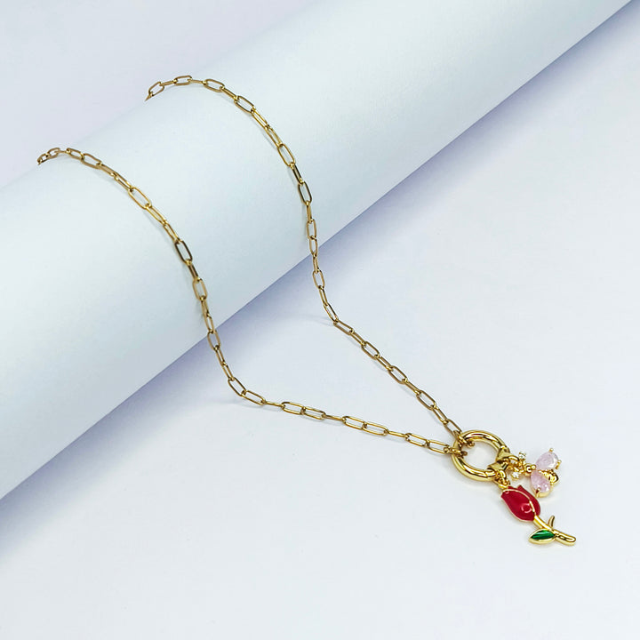 Rosy Tulip Bloom Necklace