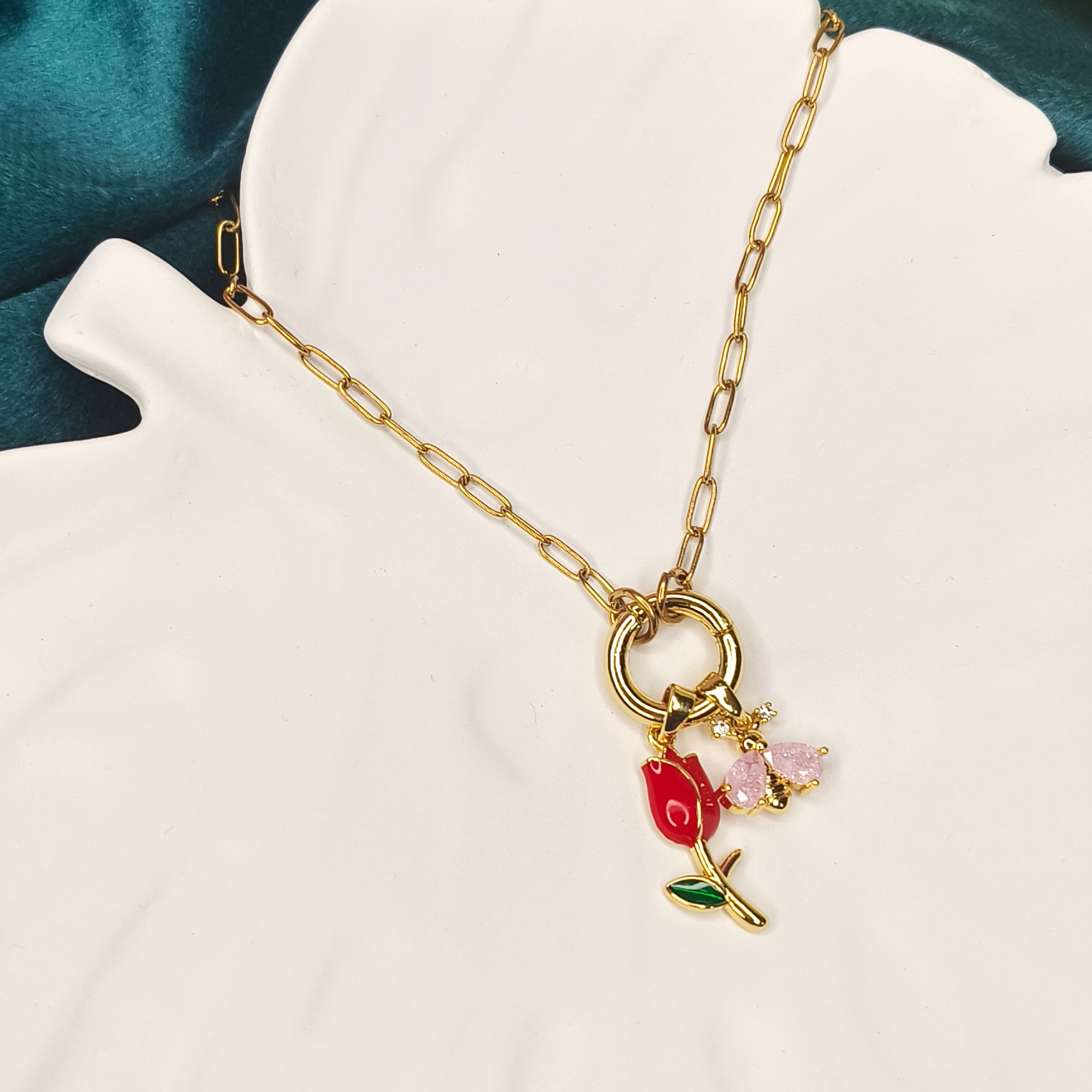 Rosy Tulip Bloom Necklace