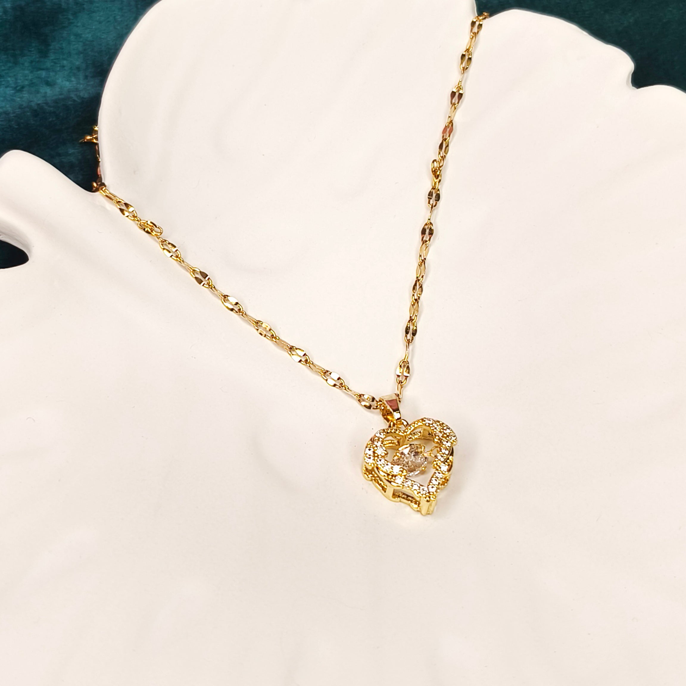 Shimmering Heart Charm Necklace