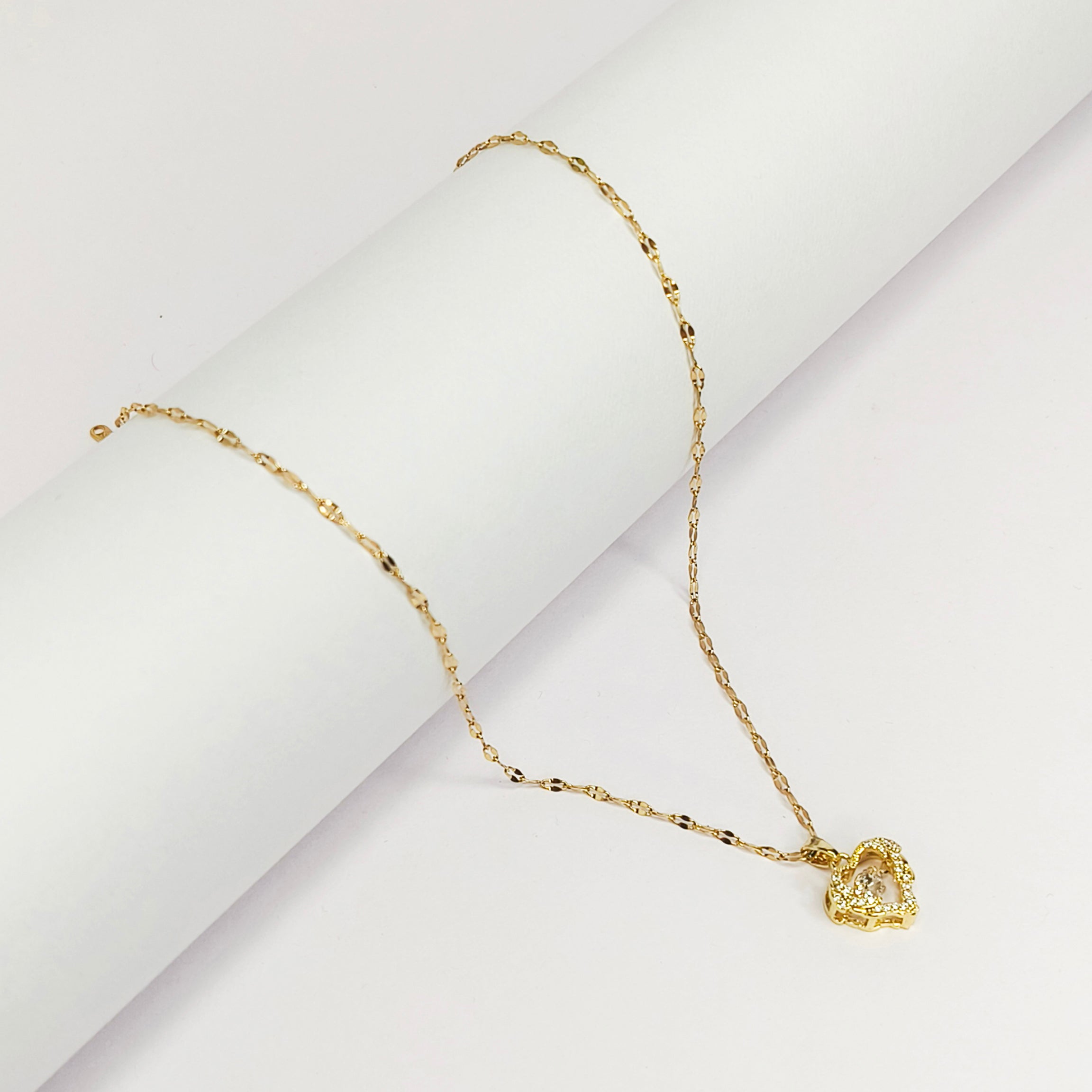 Shimmering Heart Charm Necklace