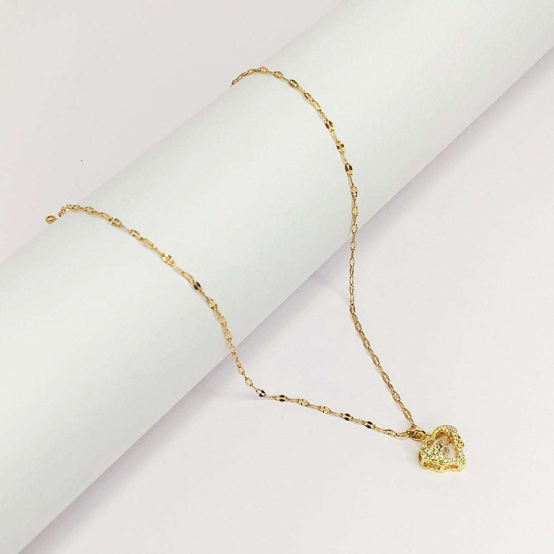 Shimmering Heart Charm Necklace