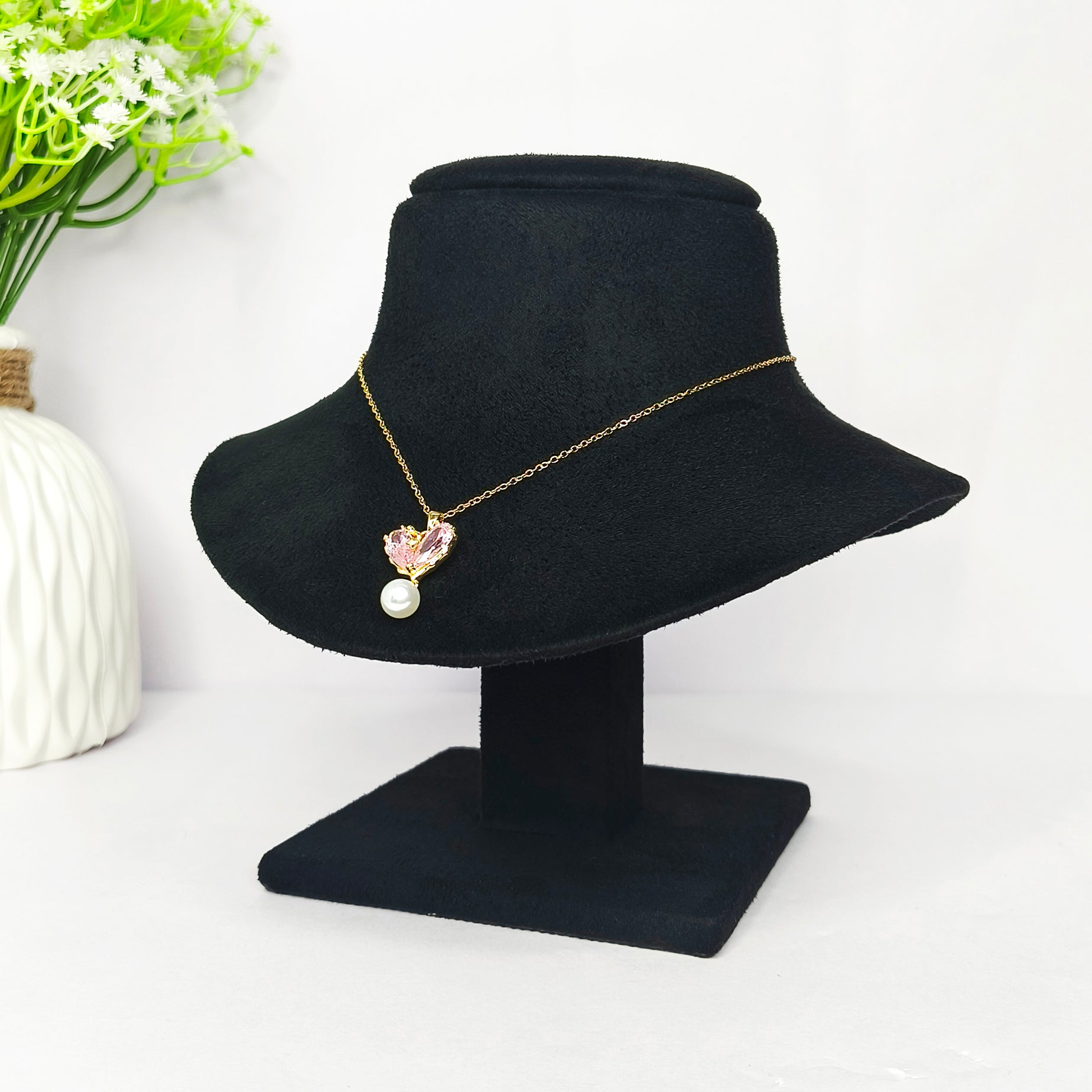 Pink Butterfly Pearl Charm Necklace
