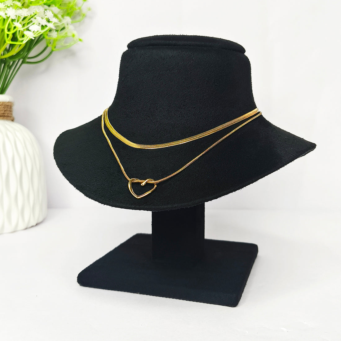 Golden Heartline Layered Necklace