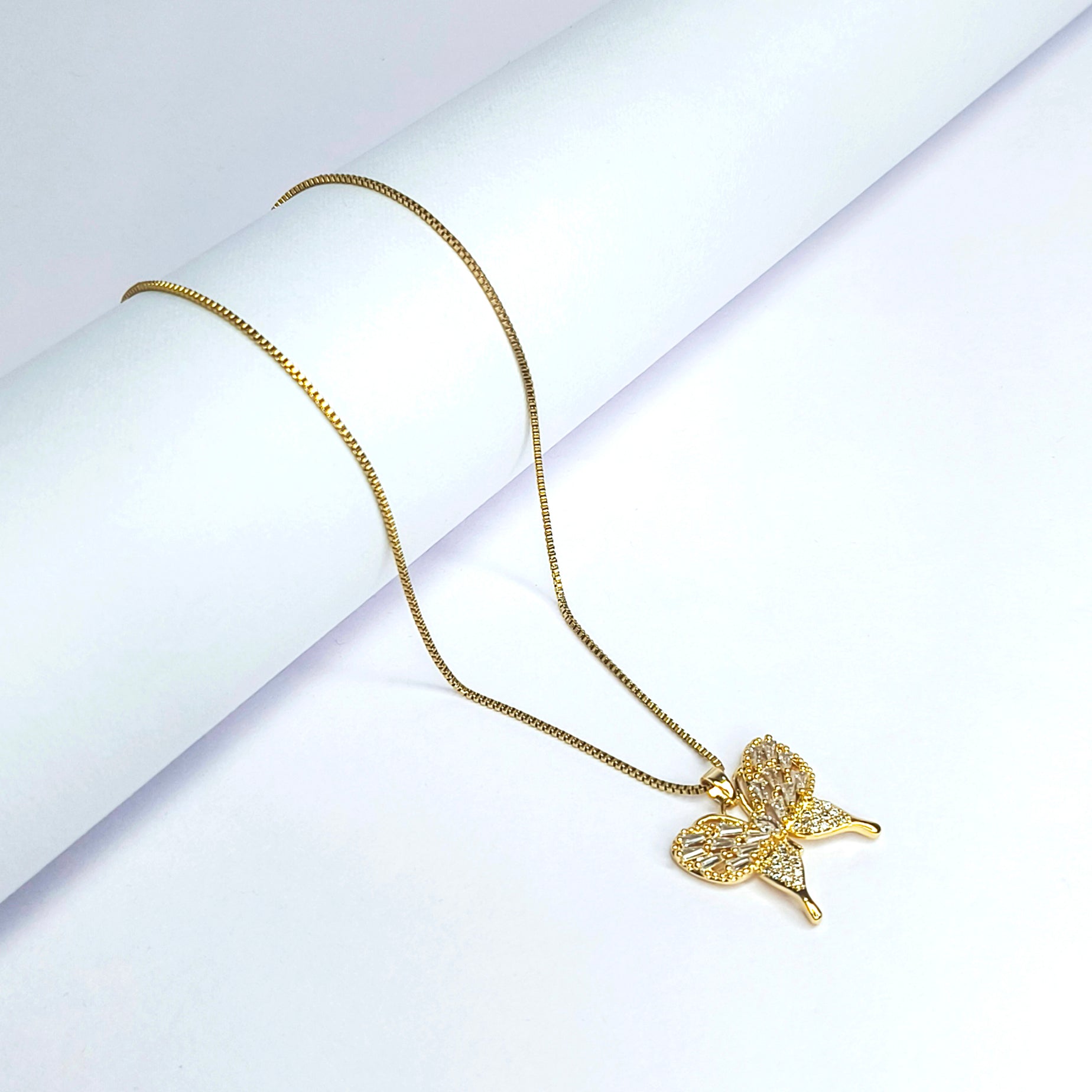 Golden Butterfly Crystal Necklace