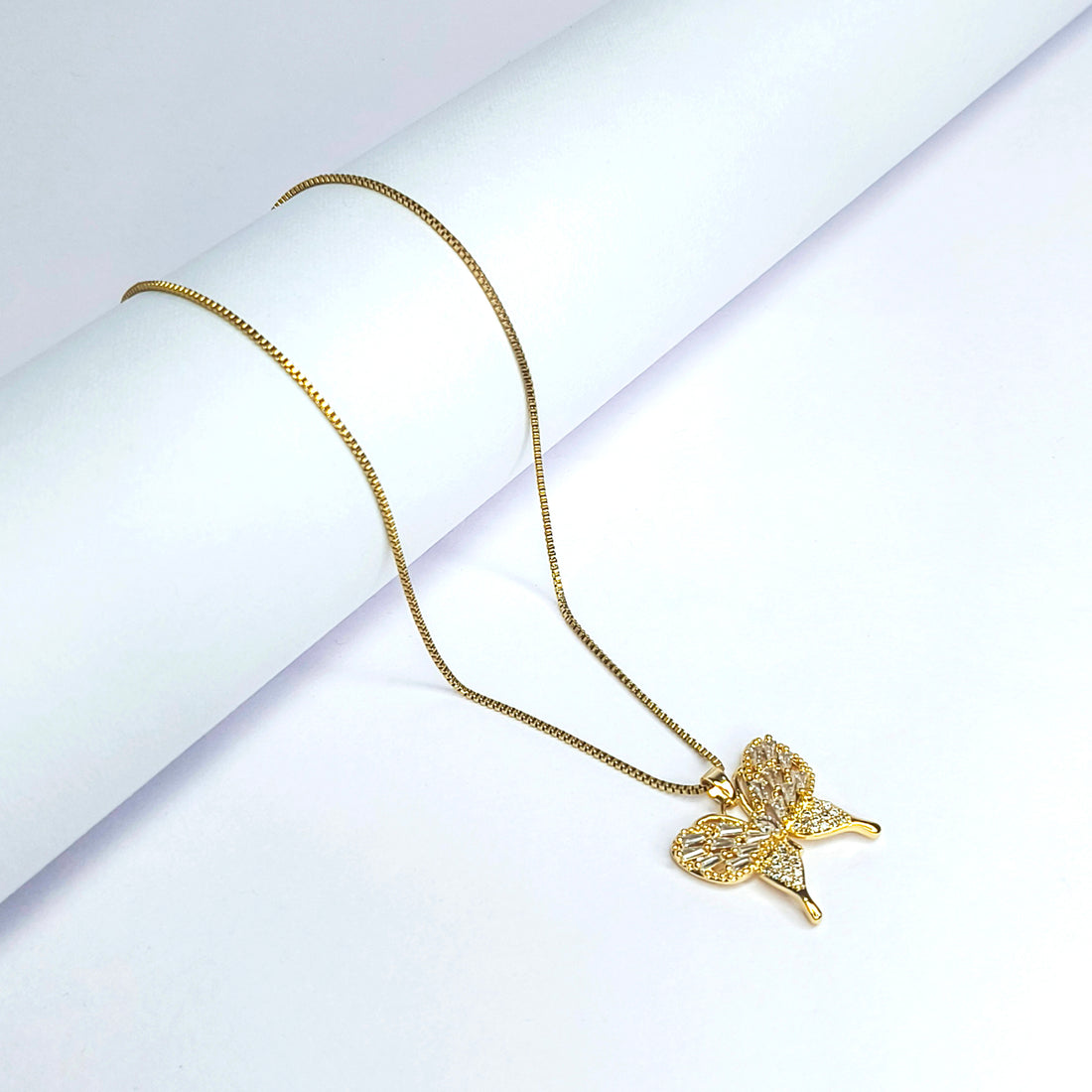 Golden Butterfly Crystal Necklace