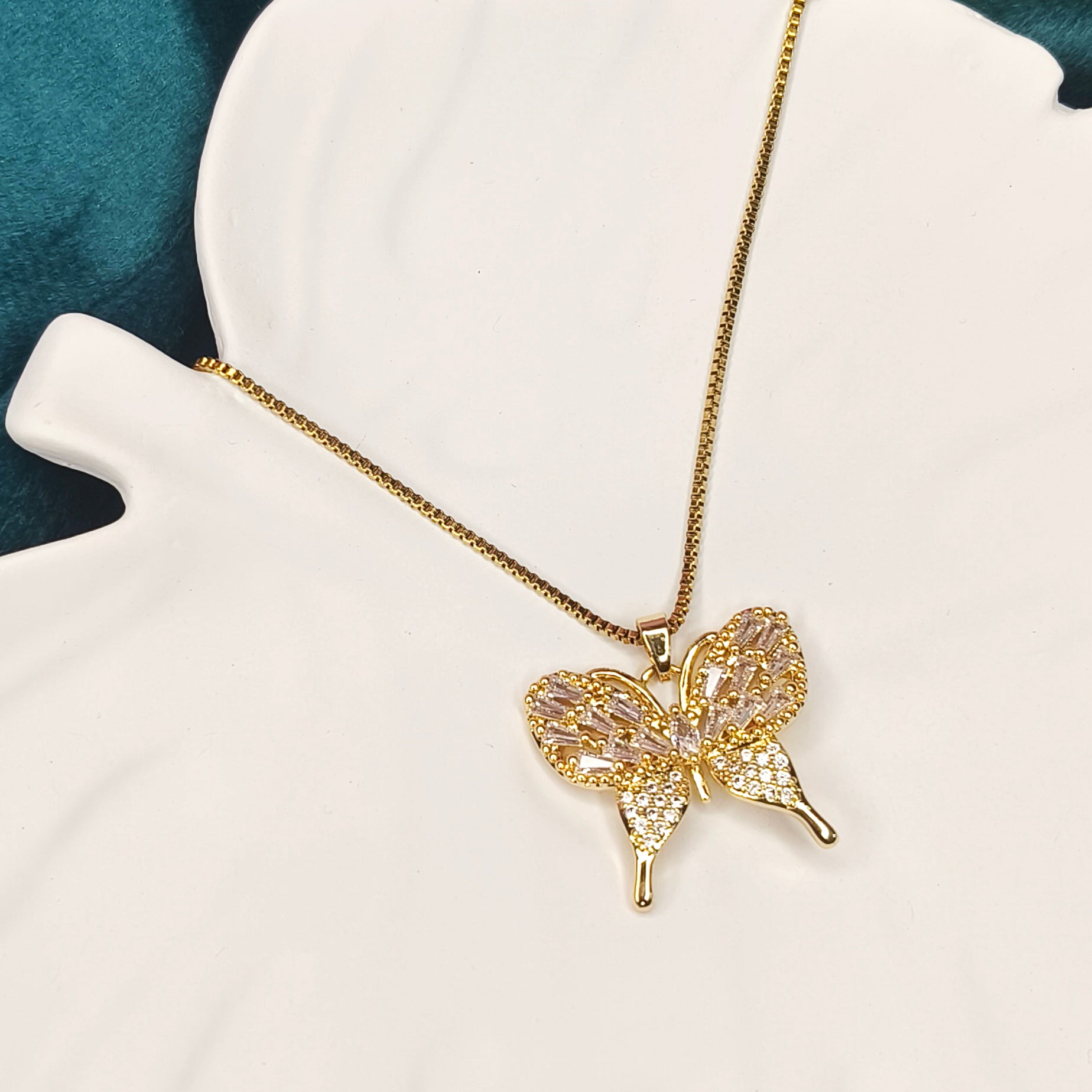 Golden Butterfly Crystal Necklace