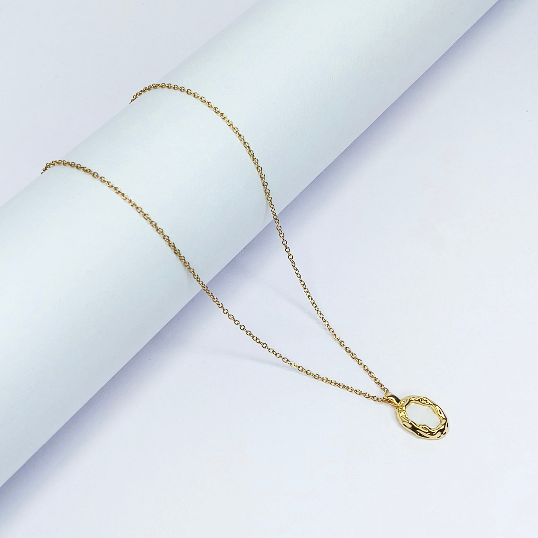 Ivory Halo Oval Necklace