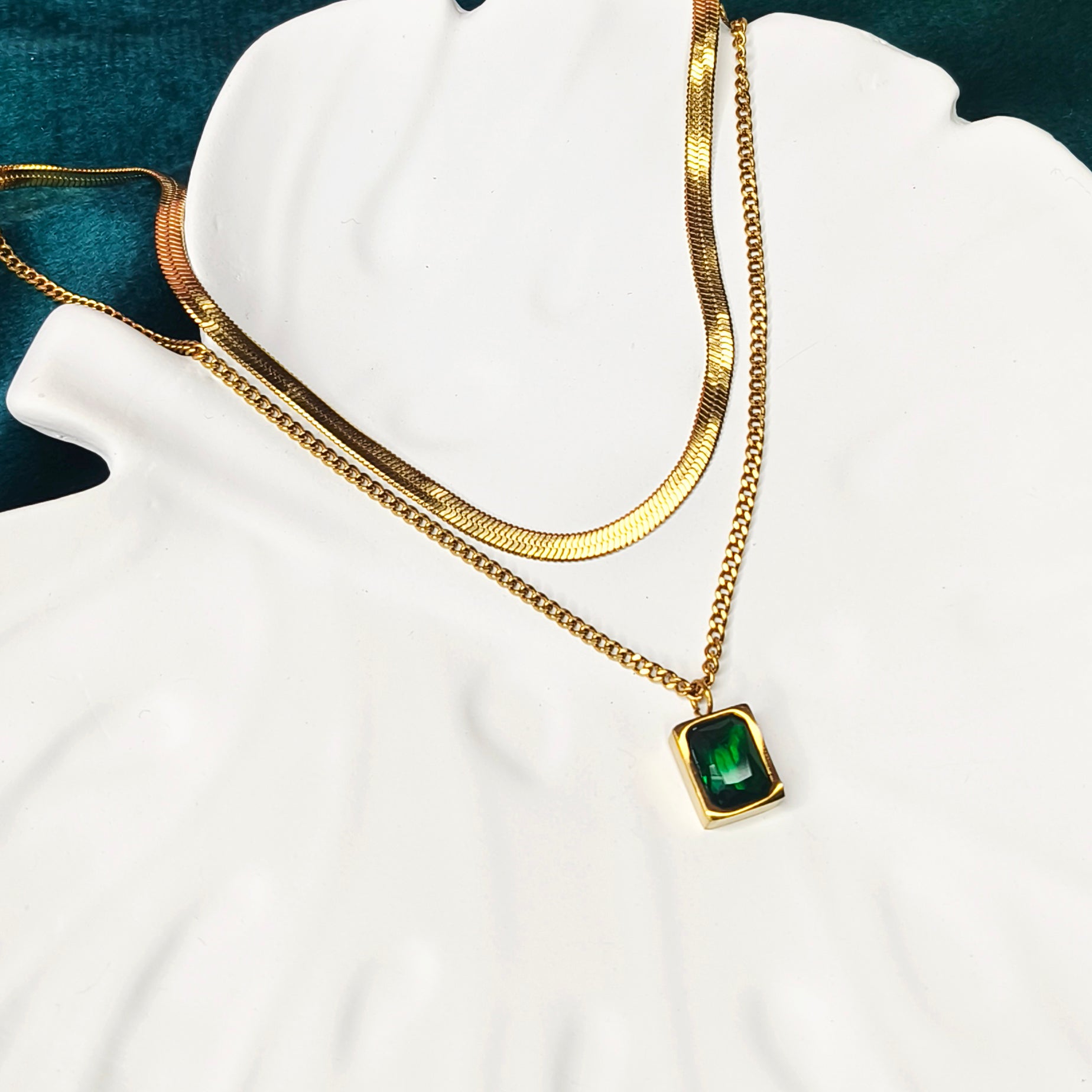 Emerald Luxe Double-Layer Necklace