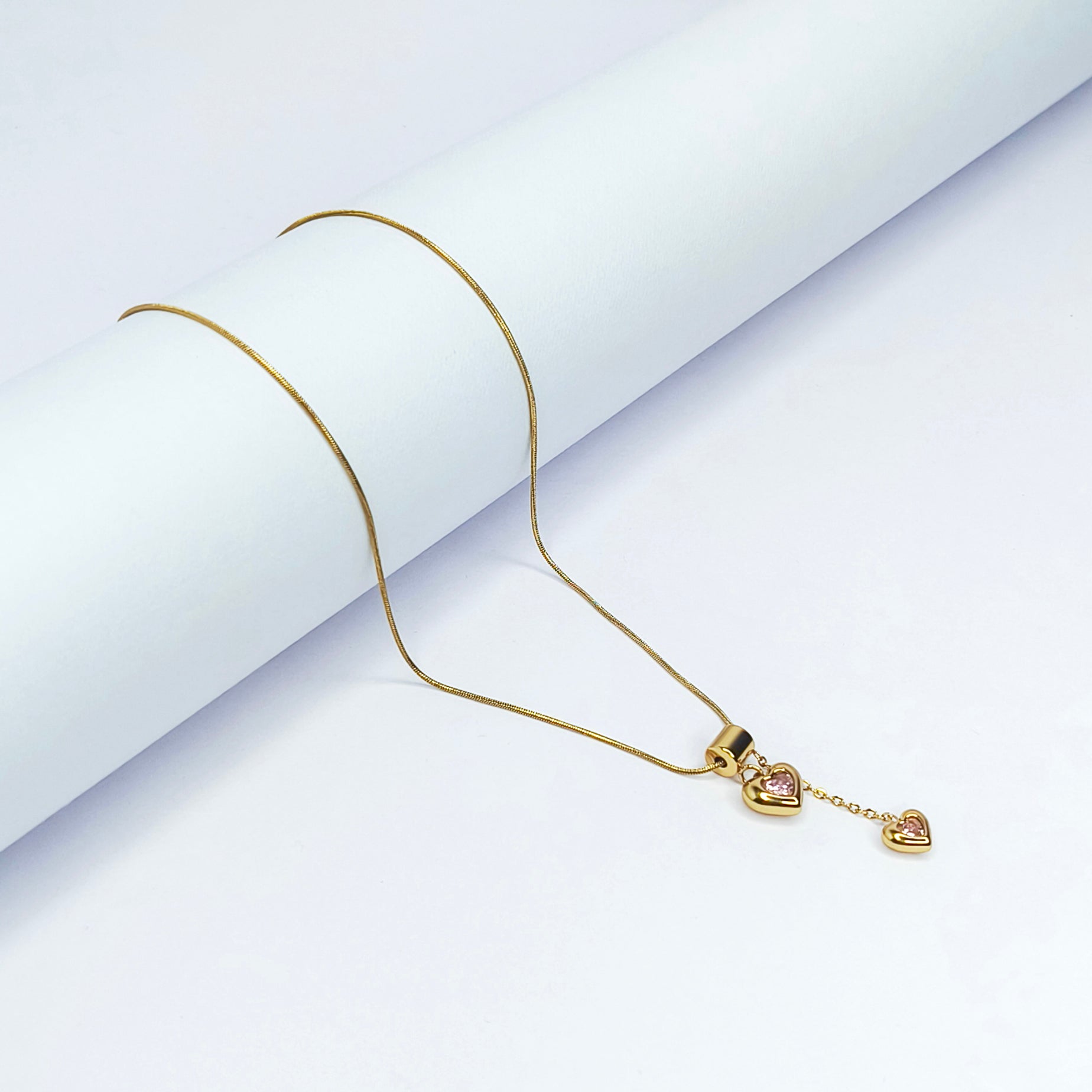 Rosy Heart Drop Necklace