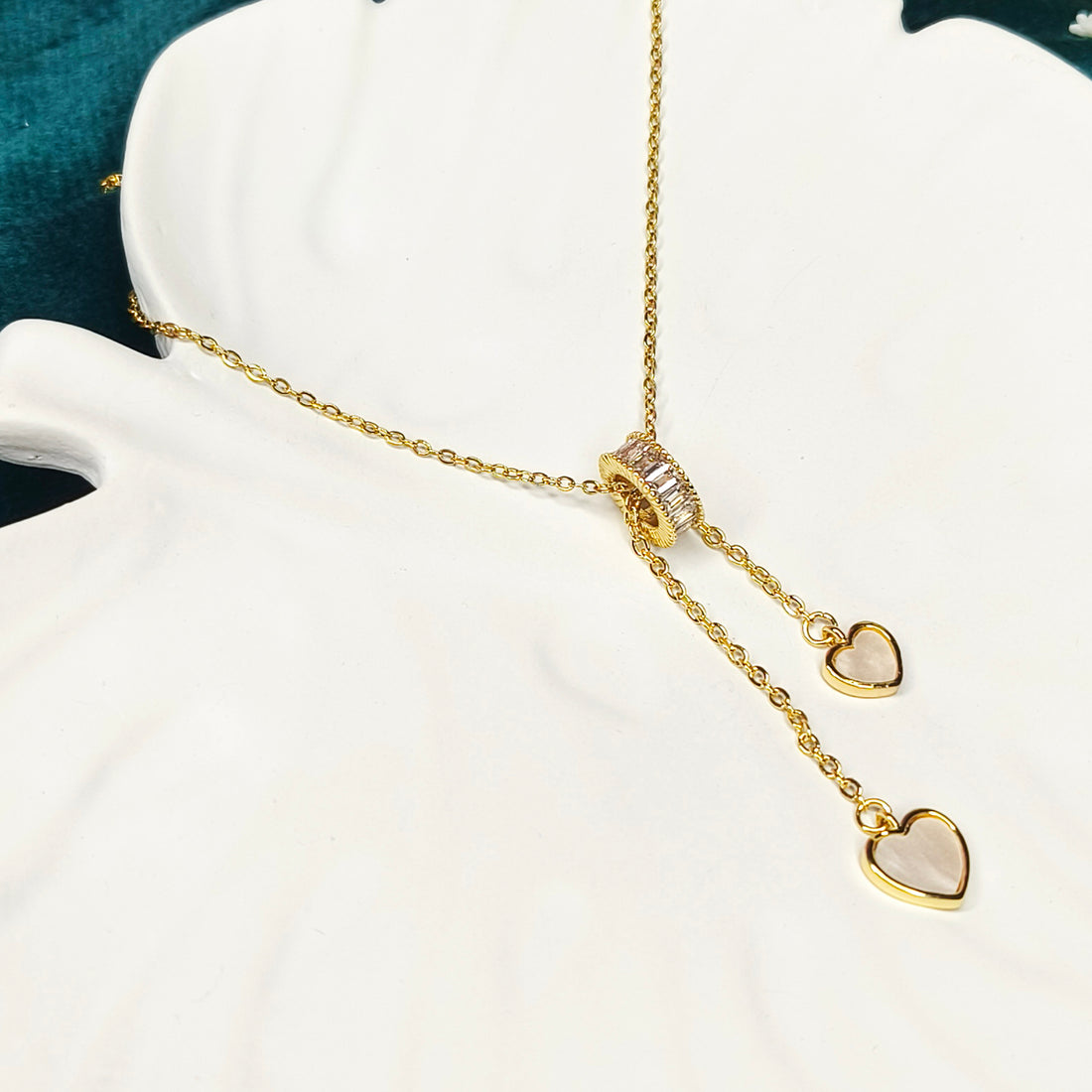 Pearl Heart Cascade Necklace