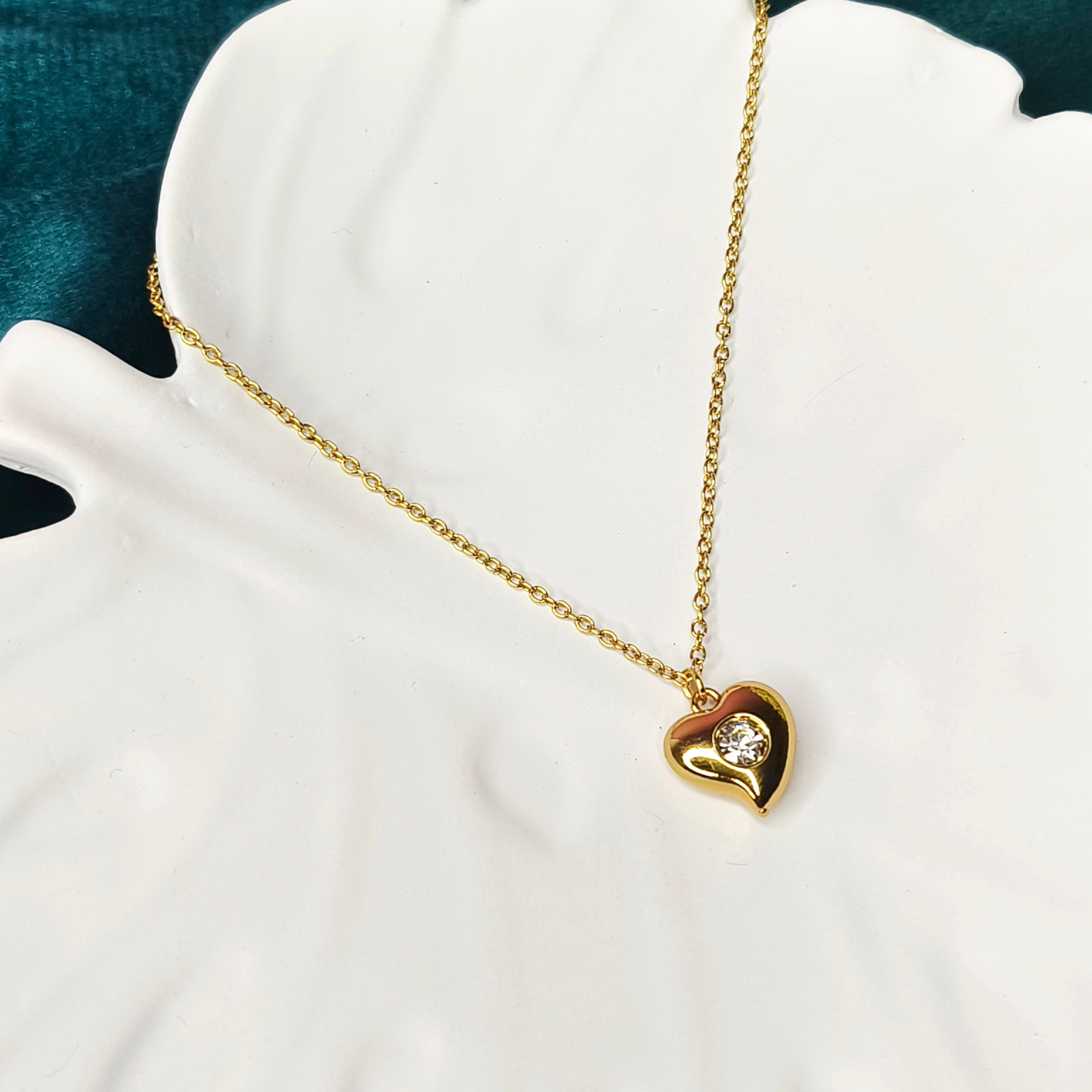 Golden Heartline Crystal Necklace