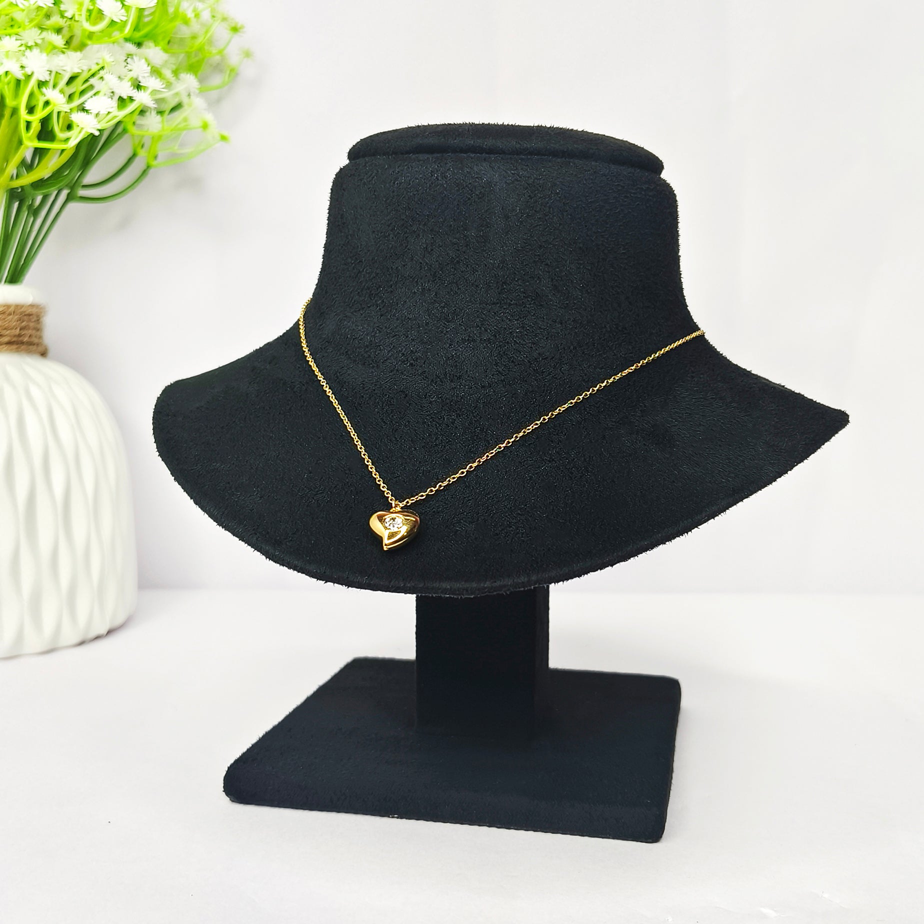 Golden Heartline Crystal Necklace