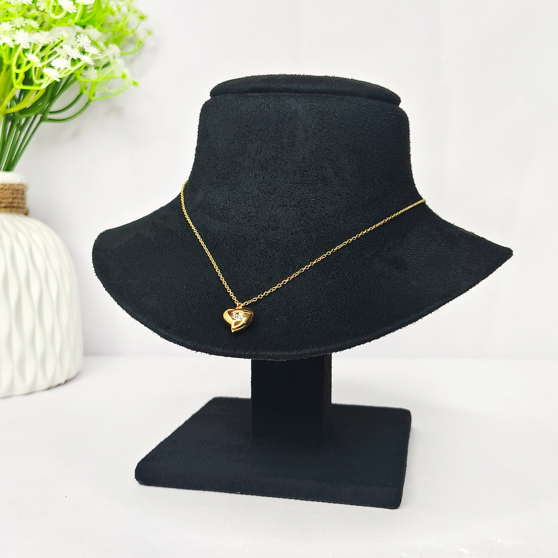 Golden Heartline Crystal Necklace