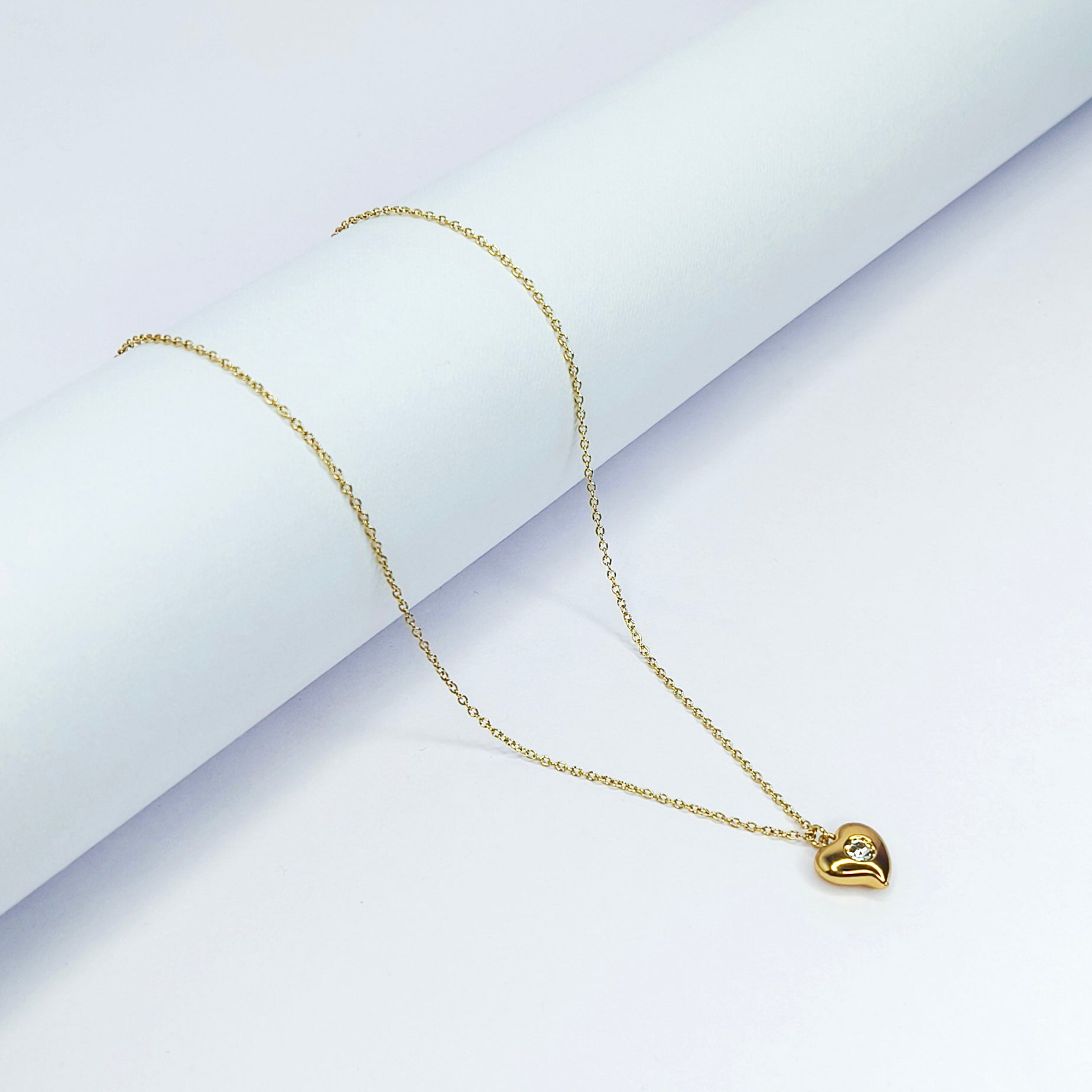 Golden Heartline Crystal Necklace