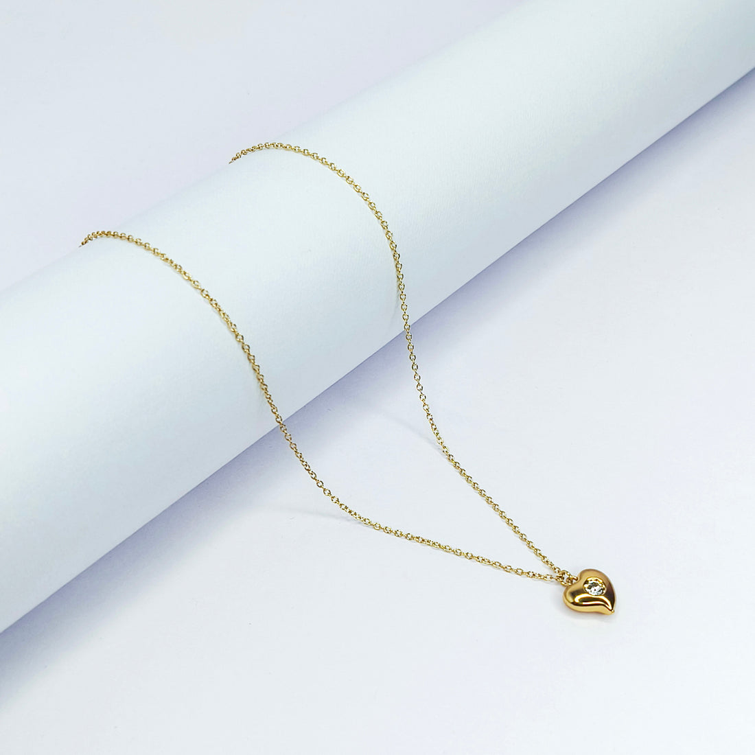 Golden Heartline Crystal Necklace