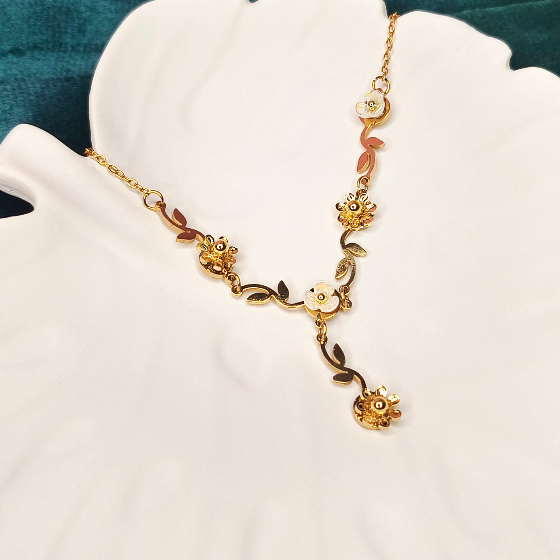Floral Vine Drop Necklace